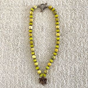 Chartreuse stone beaded necklace